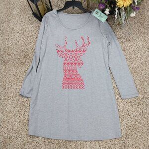 3112 Size XL Christmas Deer Theme Grey And Red Tunic.